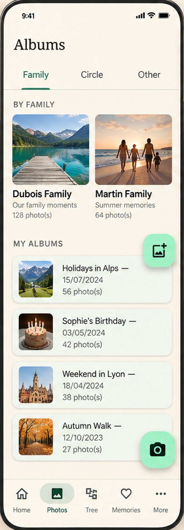 Vos albums, rangés par famille